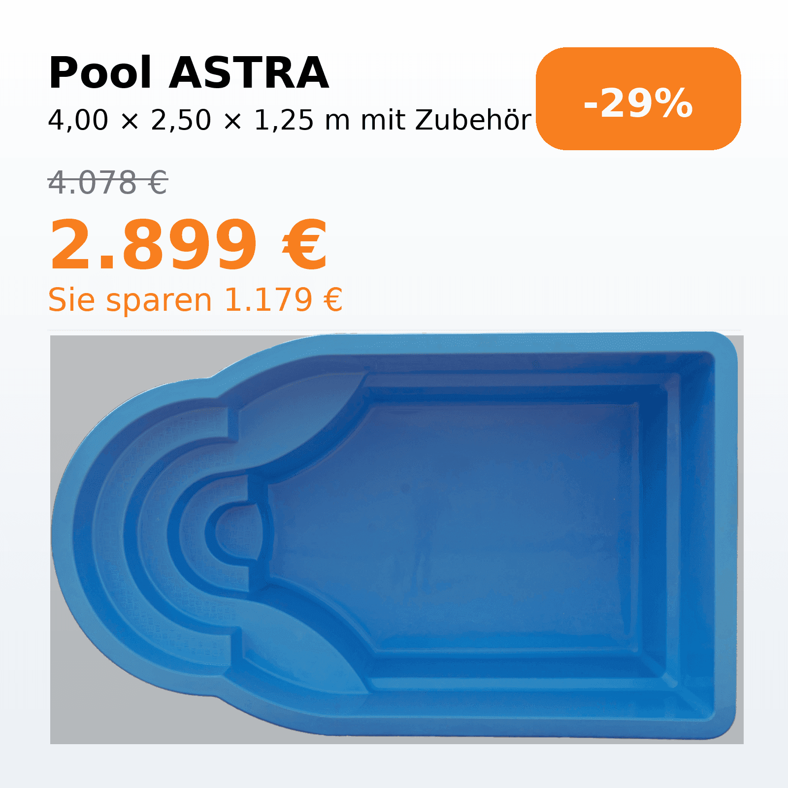 Astra 4,00 × 2,50 × 1,25 m